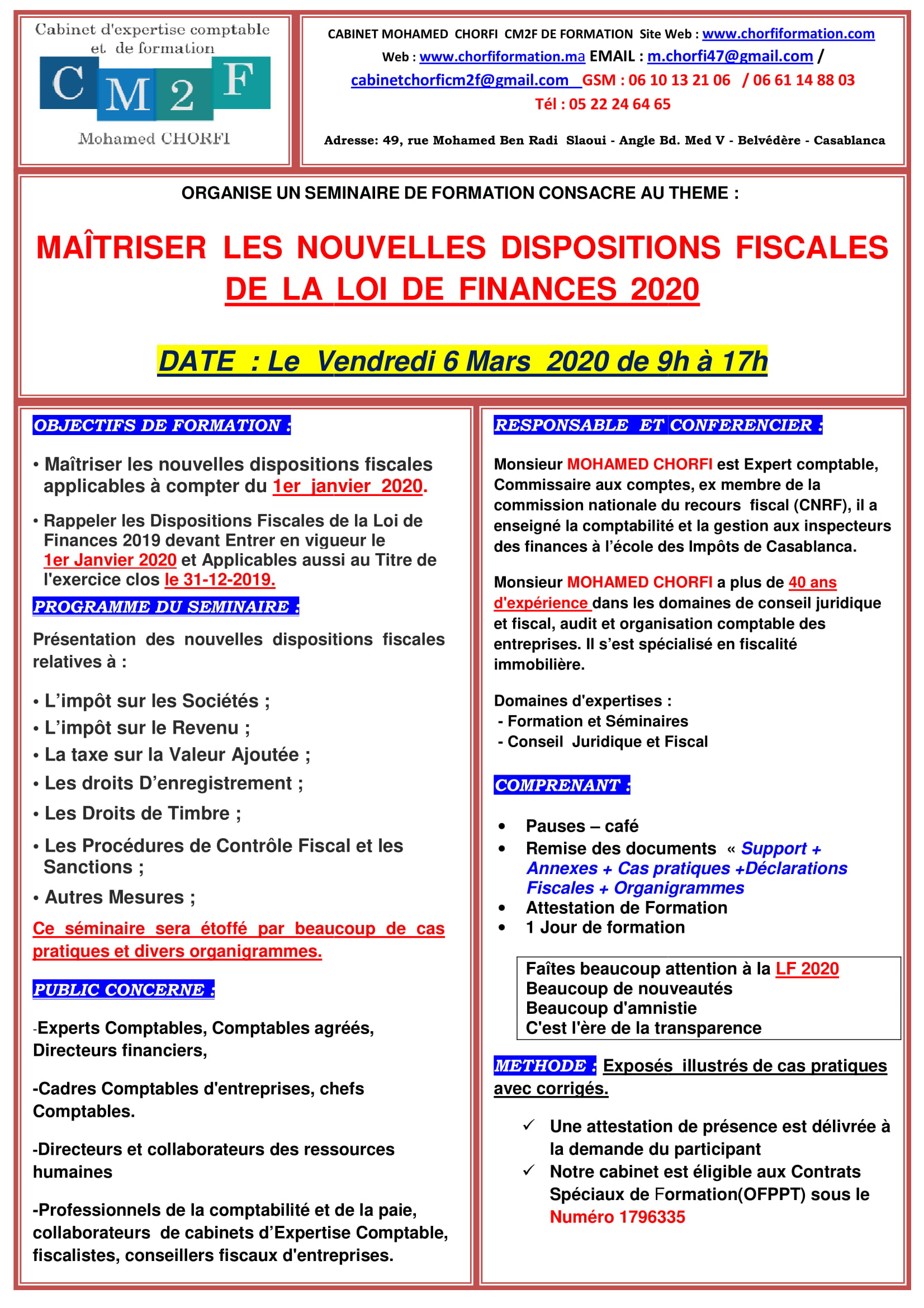 SEMINAIRE LA LOI DE FINANCES 06 MARS 2020 -1