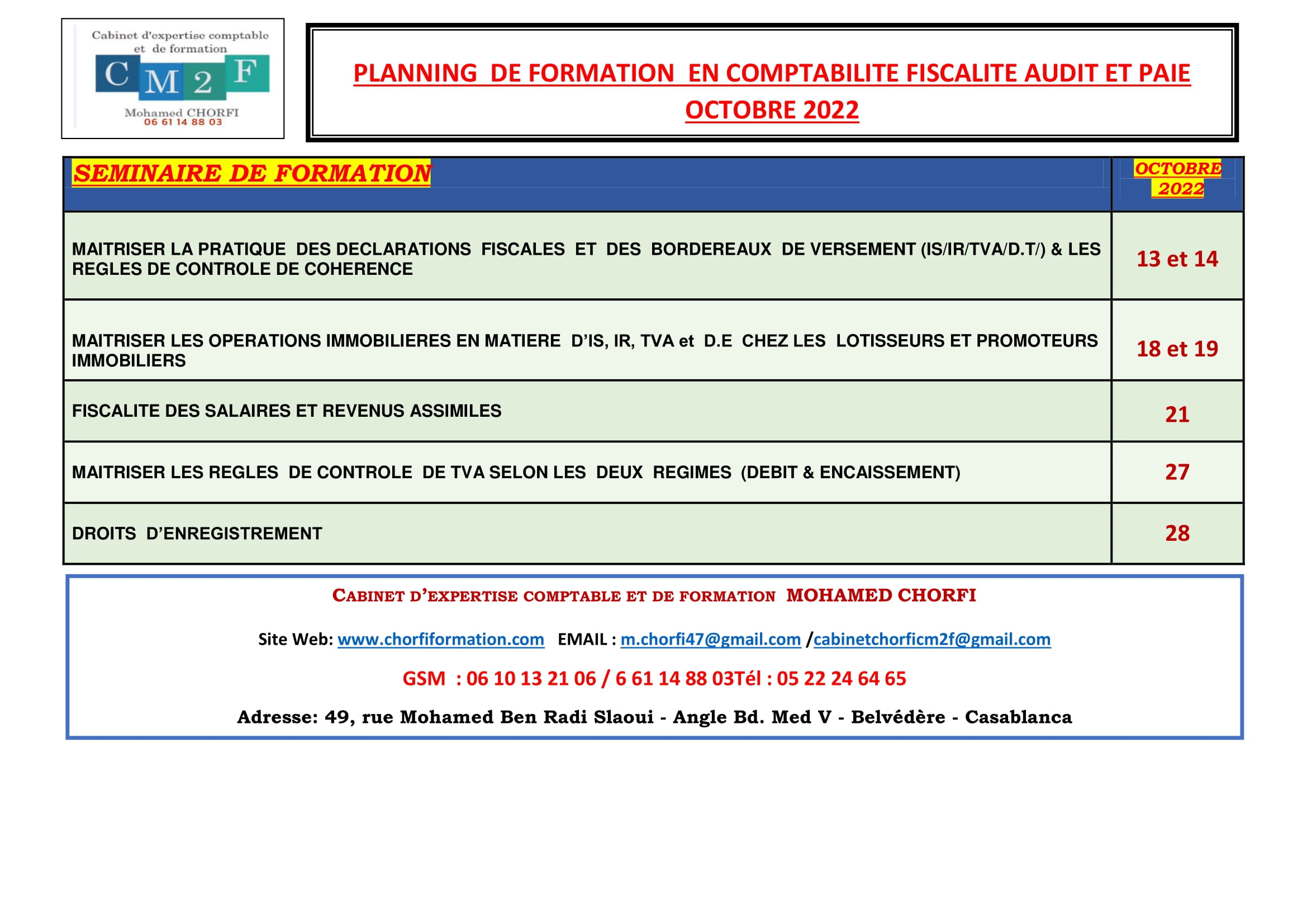 01-PLANNING DES SEMINAIRES DE FORMATION OCTOBRE ANNEE 2022 -1